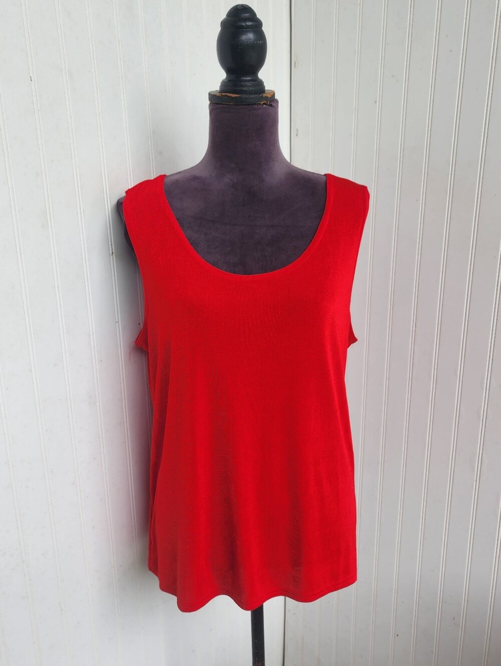 ACW Design Slinky Scoop Neck Tank Top Ribbed Stretch Sleeveless Red Sz XL